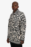Christian Dior Black/White Wool/Cashmere Patterned Zip Up igan Size M