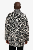 Christian Dior Black/White Wool/Cashmere Patterned Zip Up igan Size M