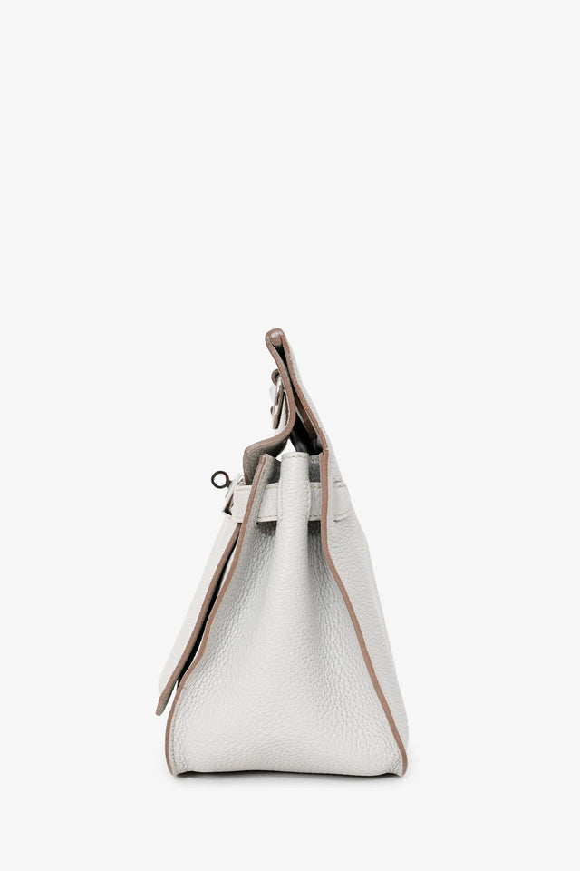 Hermes Light Grey Clemence Leather Jypsiere 28