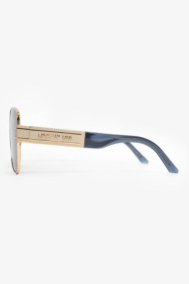 Christian Dior Black/Gold Rectangular Logo Sunglasses