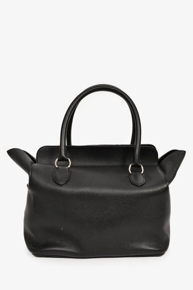 Hermes Black Leather Tool Box 26 Top Handle With Strap