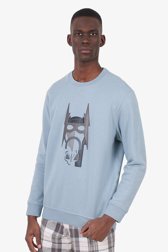 Hermes Blue Leather Embroidered Horse Sweater Size L Mens