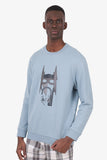 Hermes Blue Leather Embroidered Horse Sweater Size L Mens