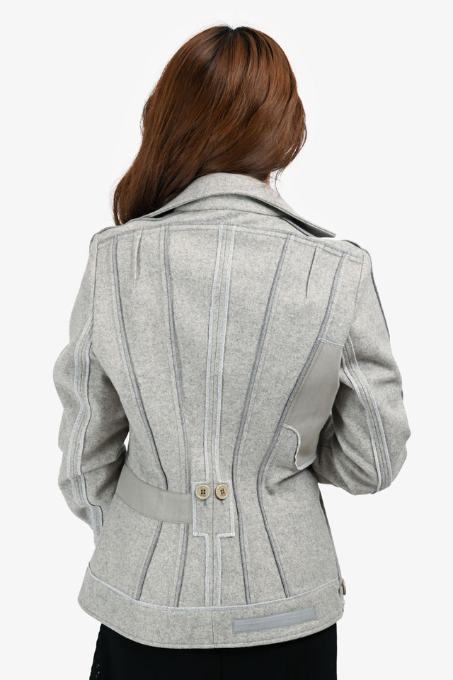 Christian Dior Black/White Wool Plaid Cropped Jacket Size 4