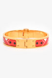 Hermes Red Eperon D'or Bandana Rouge Enamel Gold Plated Hinged Bracelet Size S