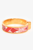 Hermes Red Eperon D'or Bandana Rouge Enamel Gold Plated Hinged Bracelet Size S