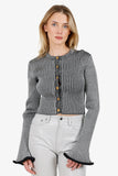 Louis Vuitton Grey Ribbed Bell Sleeve igan Size M