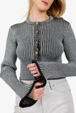 Louis Vuitton Grey Ribbed Bell Sleeve igan Size M