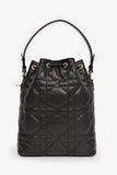 Christian Dior Black Cannage Leather 'Caro' Small Bucket Bag