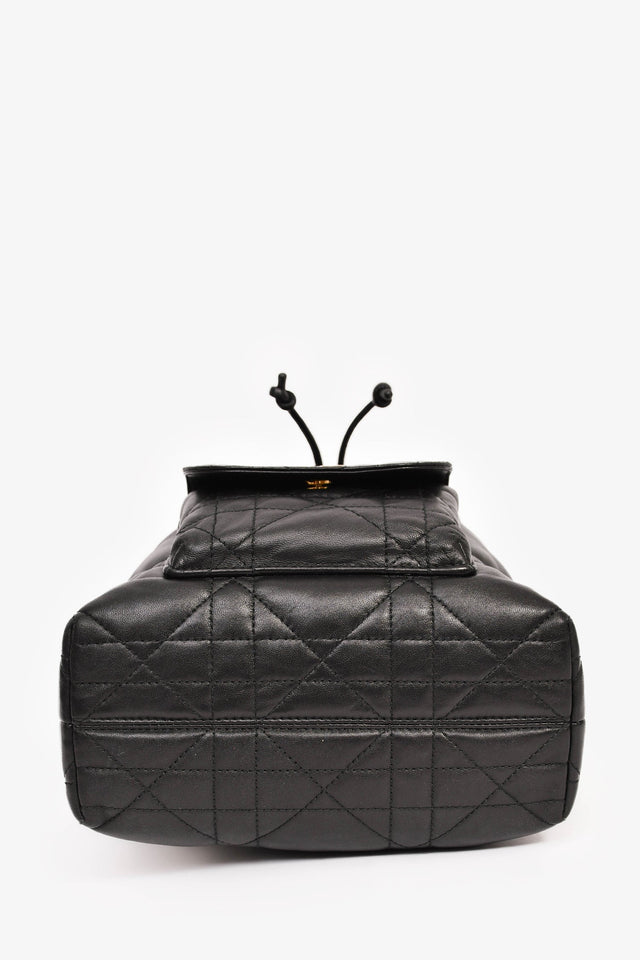 Christian Dior Black Cannage Leather 'Caro' Small Bucket Bag