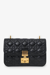 Christian Dior 2018 Black Lambskin Cannage Dioraddict Flap Bag