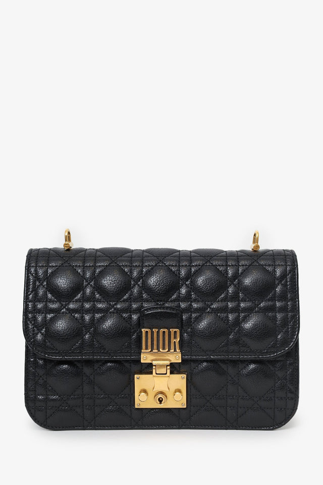 Christian Dior 2018 Black Lambskin Cannage Dioraddict Flap Bag
