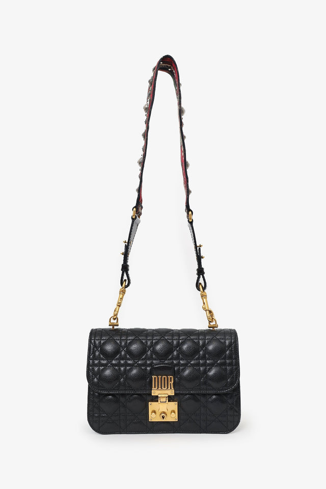 Christian Dior 2018 Black Lambskin Cannage Dioraddict Flap Bag