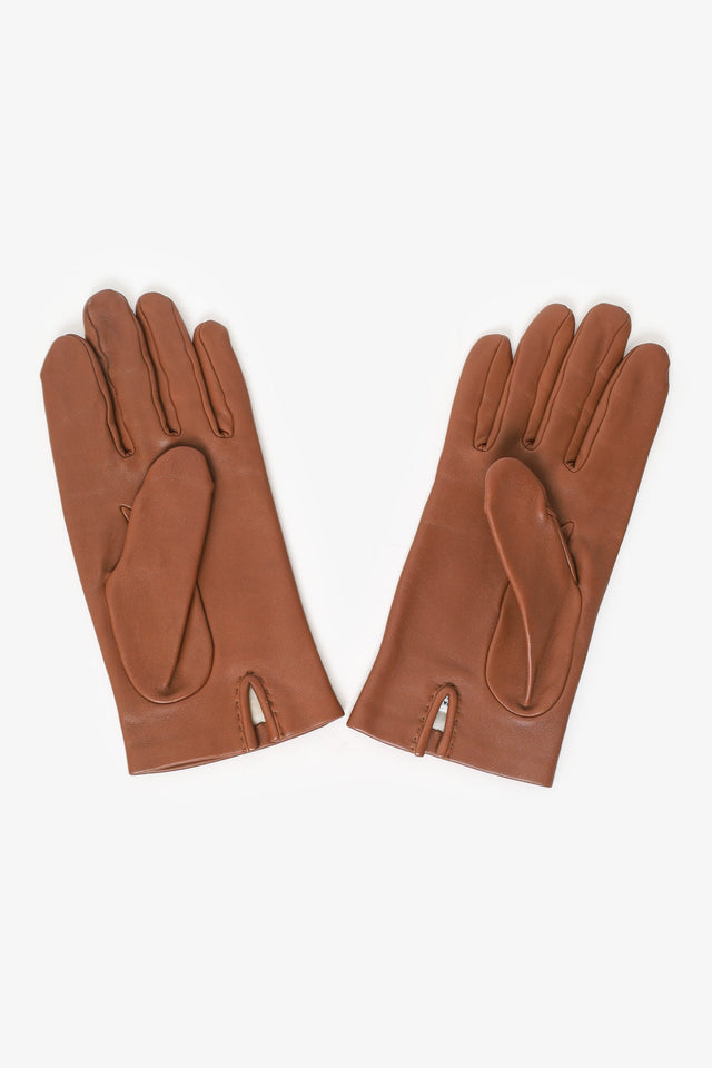Hermes Brown Lambskin Bastille Gloves Size 7
