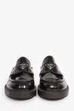 Prada Black Brushed Leather Plaque Mule Loafers Size 6 Mens