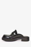 Prada Black Brushed Leather Plaque Mule Loafers Size 6 Mens