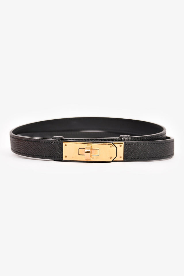 Hermes 2016 Black Epsom Leather Kelly 18 Belt