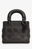 Christian Dior 2018 Black Embellished Cannage Mini Lady Dior Top Handle with Chain Strap