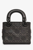 Christian Dior 2018 Black Embellished Cannage Mini Lady Dior Top Handle with Chain Strap