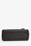 Christian Dior 2018 Black Embellished Cannage Mini Lady Dior Top Handle with Chain Strap