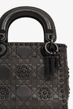 Christian Dior 2018 Black Embellished Cannage Mini Lady Dior Top Handle with Chain Strap