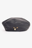 Hermes Navy Leather Beret Size 58