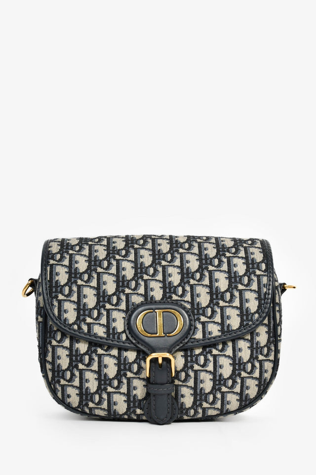 Christian Dior Navy Blue Oblique Jacquard Medium 'Bobby' Crossbody Bag