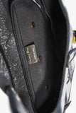 Christian Dior 2020 Navy Blue/White Embroidered Jacquard Saddle Bag