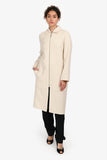 Hermes White Cashmere Long Collared Coat Size 34
