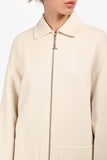 Hermes White Cashmere Long Collared Coat Size 34