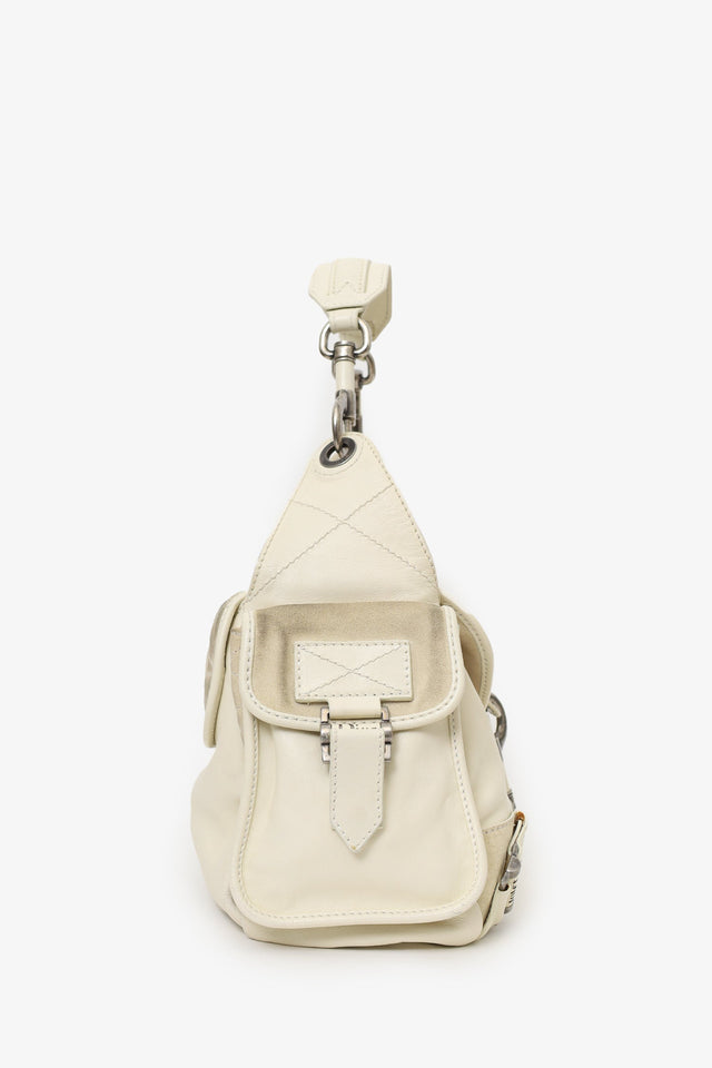 Christian Dior 2006 White Calfskin/Suede Rebelle Shoulder Bag
