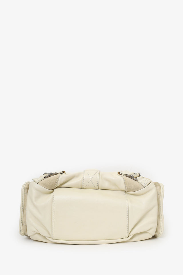 Christian Dior 2006 White Calfskin/Suede Rebelle Shoulder Bag