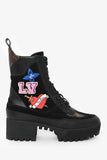 Louis Vuitton Black Suede Monogram Heart Patchwork Combat Boots Size 36.5