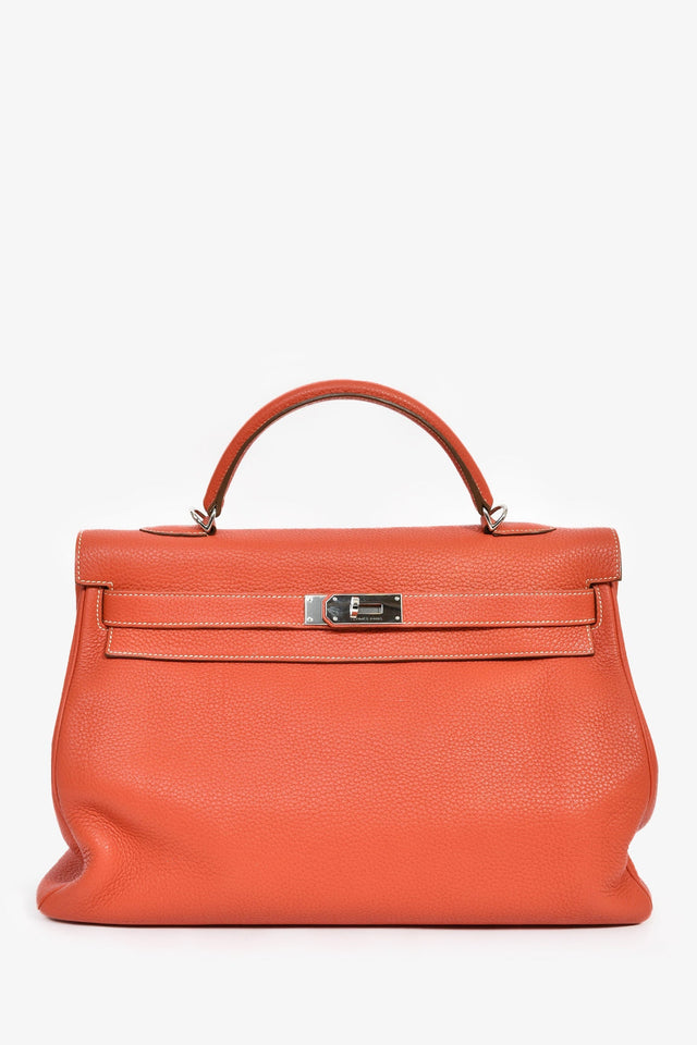 Hermes Coral Clemence Leather Kelly 40 with Strap