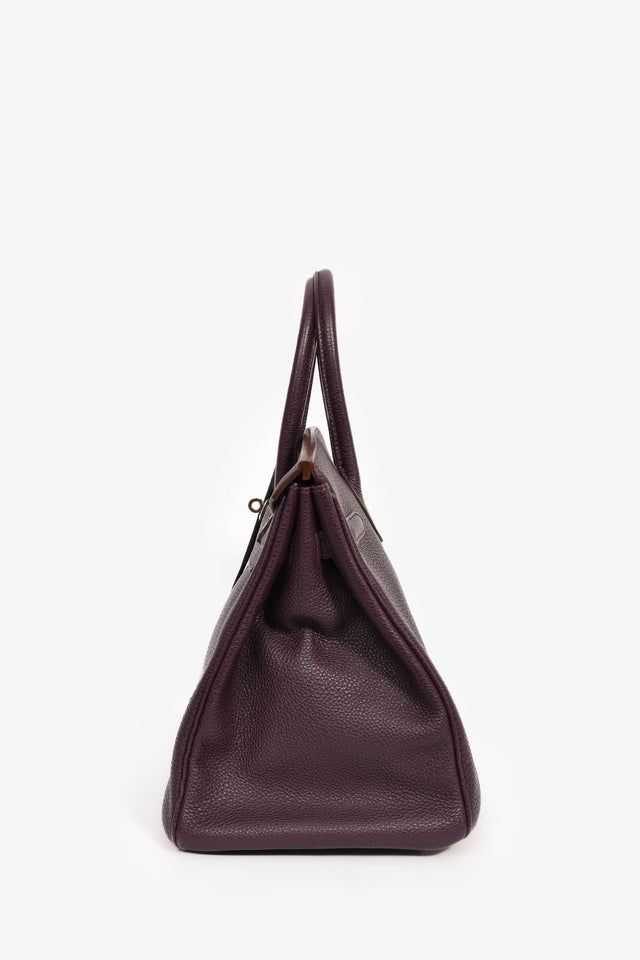 Hermes 2008 Raisin Clemence Leather Birkin 35