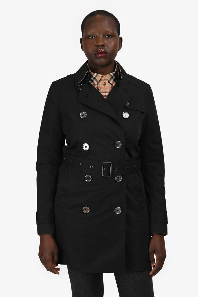 Burberry Brit Black Belted Trench Size 8