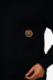 Burberry London Navy Cashmere Logo Hooded Zip Up Cardigan Size M