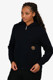 Burberry London Navy Cashmere Logo Hooded Zip Up Cardigan Size M