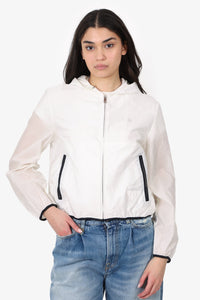 Prada White Cropped Windbreaker With Hood Size 42