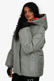 Hermes Grey Bomber Style Hooded Down Jacket Size 38 FR