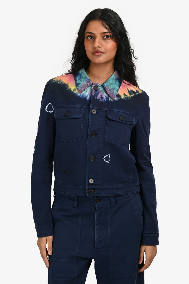 Christian Dior Navy Denim Tie Dye Jacket + Pants Sets Size 4/6