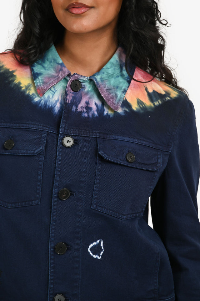 Christian Dior Navy Denim Tie Dye Jacket + Pants Sets Size 4/6