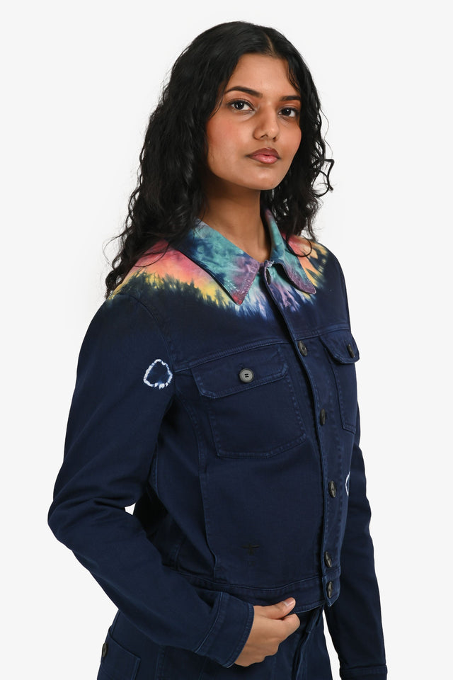 Christian Dior Navy Denim Tie Dye Jacket + Pants Sets Size 4/6