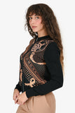 Hermes Black/Orange Silk "Eperon d'Or Bandana" Zip Up Twillaine igan Size 36