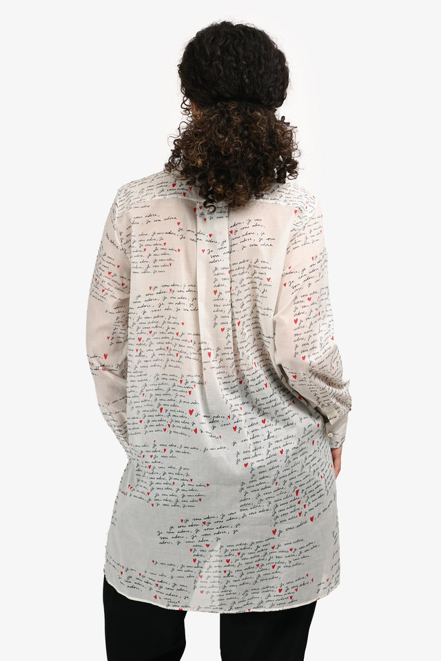 Christian Dior White Love Letter Printed Long Sleeves Top Size 4 US