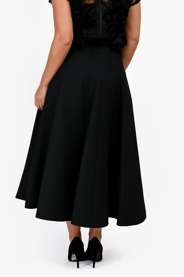 Christian Dior 2025 Black Wool/Silk Mid-Length Skirt Size 6 US