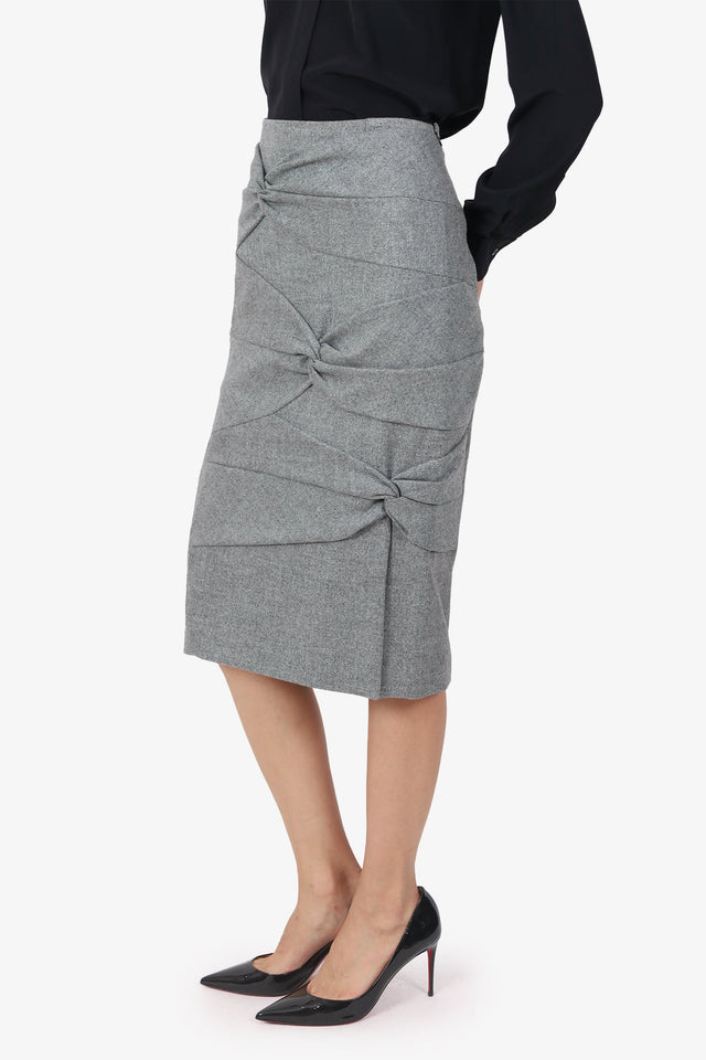 Christian Dior Black/White Twist-Detail Midi Skirt Size 10