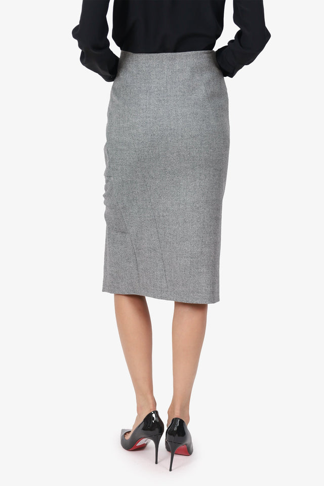 Christian Dior Black/White Twist-Detail Midi Skirt Size 10