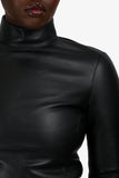 Burberry Lambskin Zip Fitted Long Sleeve Mockneck Top