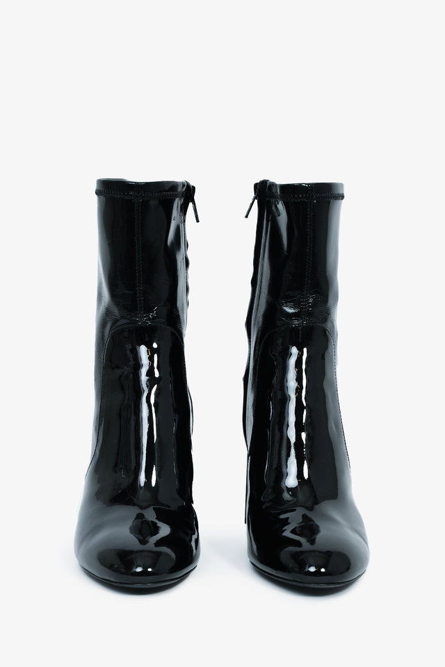 Louis Vuitton Black Patent Leather Heeled Boots Size 36